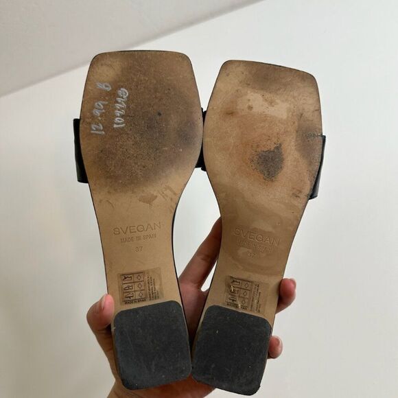 Urban Outfitters SVEGAN Squared Vegan Leather Mule Heel in Black Women's 37 - Picture 9 of 10